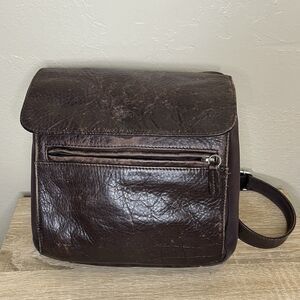 Vintage Fossil Brown Leather Purse Bag Crossbody Patina